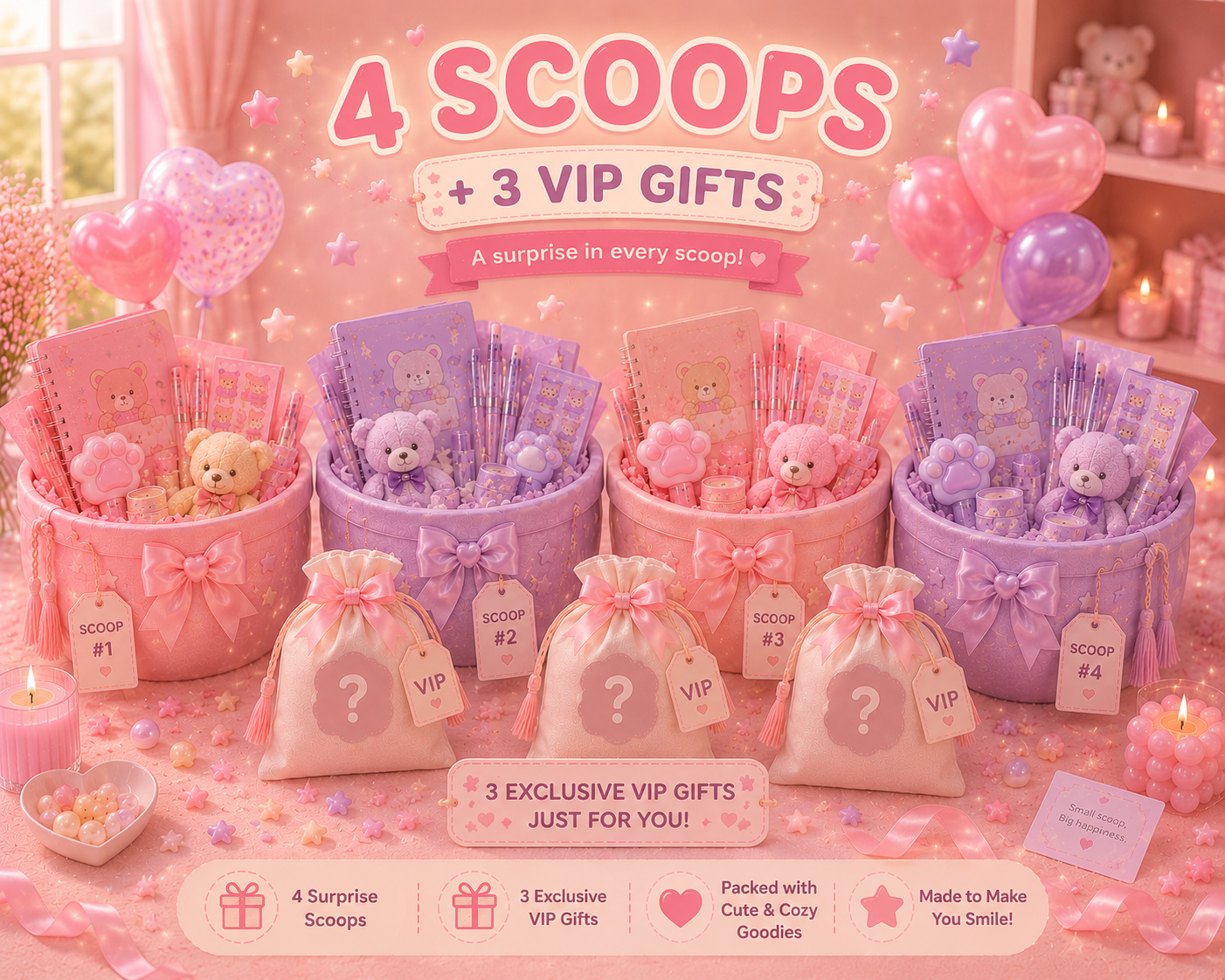4 Makeup Scoops + 3 VIP Gifts ✨